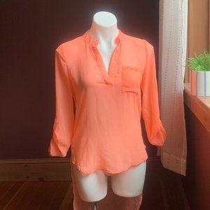 CHARLOTTE RUSSE Peach Hi-low Sheer Blouse Tunic XS